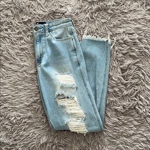 High Rise Ripped Mom Jeans